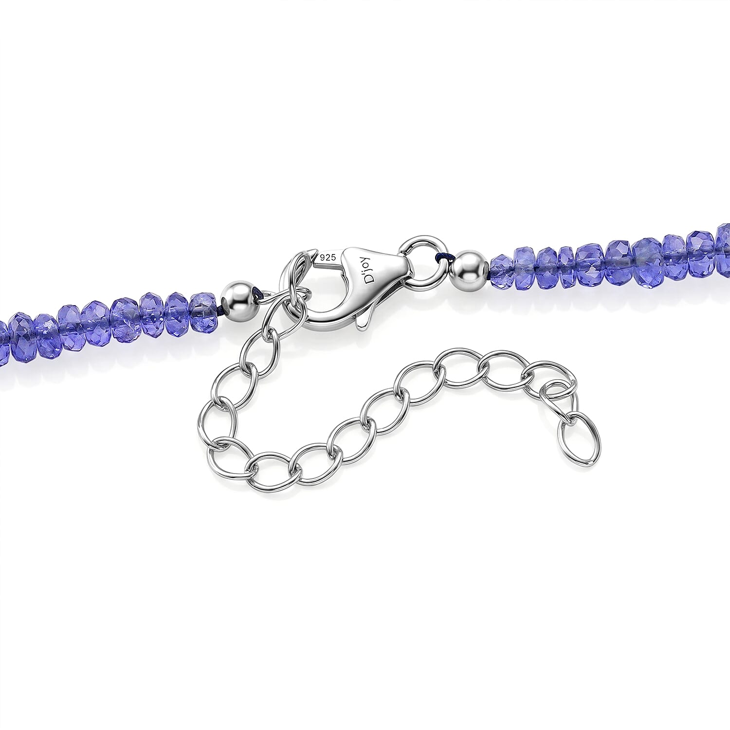 D'Joy - Tanzanite Beads Necklace (Size - 18-2 Ext) in Rhodium Overlay Sterling Silver 70.00 Ct.