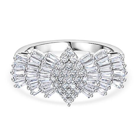 Luxuriant - Lab Grown Diamond (SI-G-H) Ballerina Ring in Rhodium Overlay Sterling Silver 2.00 Ct.