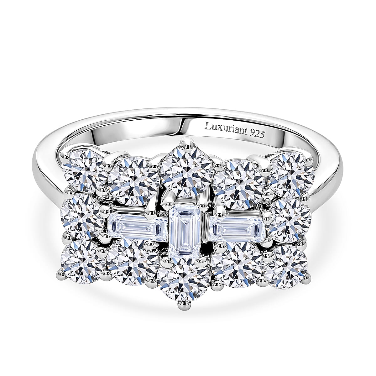 Luxuriant - Lab Grown Diamond (SI-G-H) Boat Ring in Rhodium Overlay Sterling Silver 2.09 Ct.