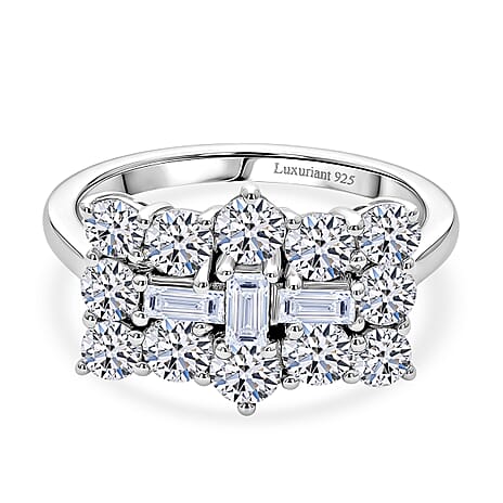 Luxuriant - Lab Grown Diamond (SI-G-H) Boat Ring in Rhodium Overlay Sterling Silver 2.00 Ct.