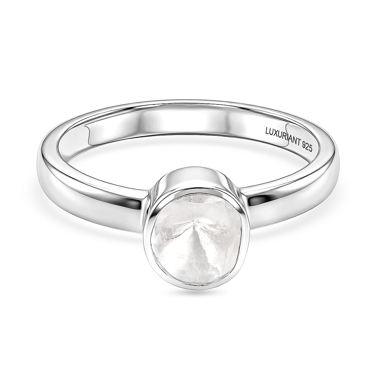 LUXURIANT Lab Grown Diamond Solitaire Ring in Rhodium Overlay Sterling Silver