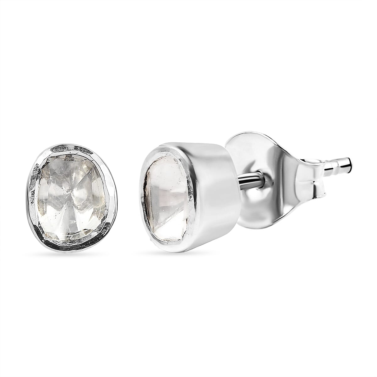 Luxuriant - Lab Grown Diamond Earring with Push Post in Rhodium Overlay Sterling Silver 0.25 Ct.