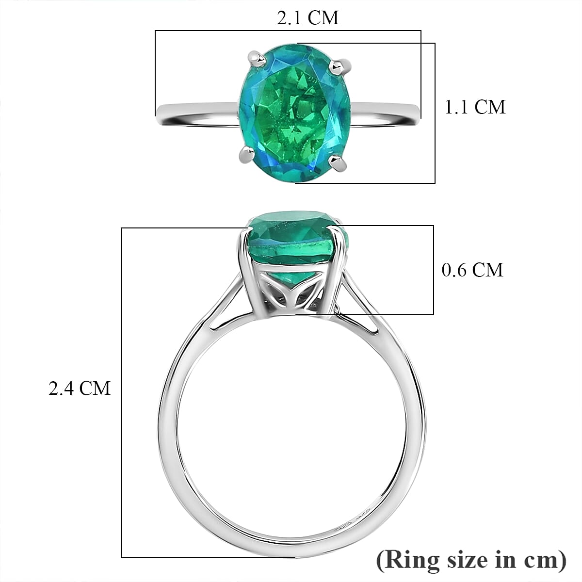 D'Joy - Peacock Triplet Quartz Solitaire Ring in Platinum Overlay Sterling Silver 2.82 Ct.