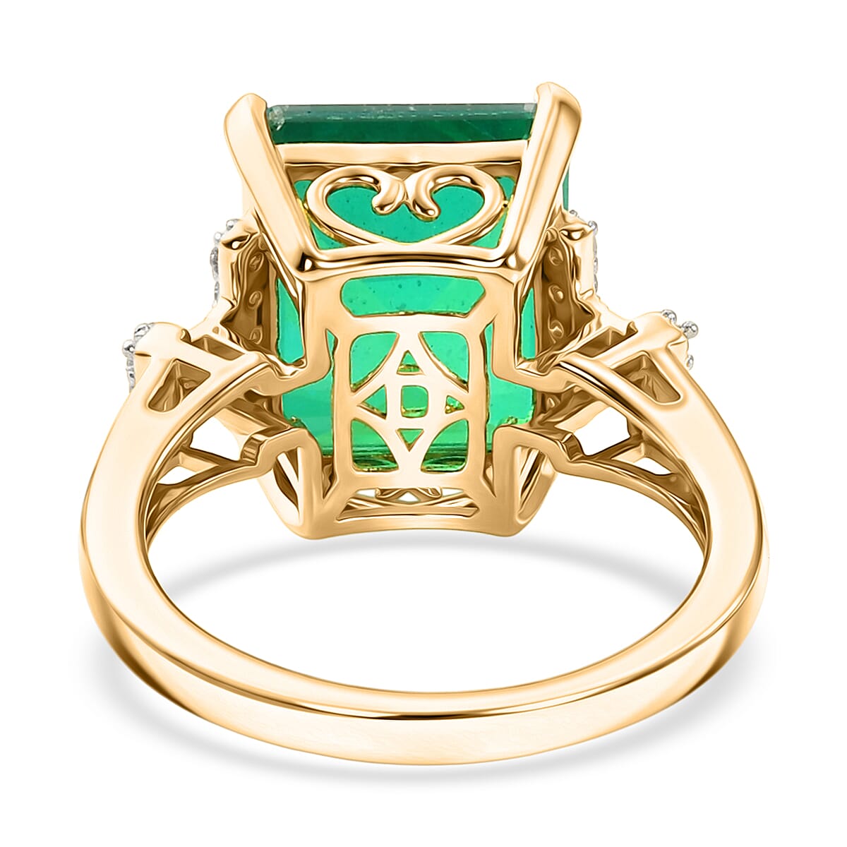 D'Joy - Peacock Triplet Quartz & White Zircon Ring in Yellow Gold Plated Sterling Silver 6.80 Ct.