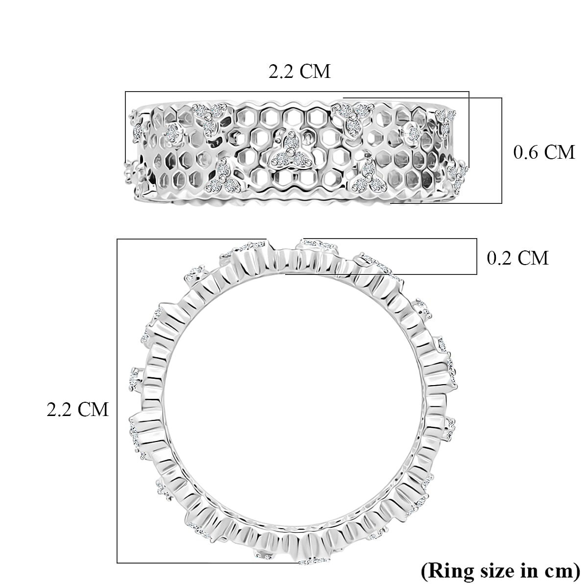 GP White Diamond, Kanchanaburi Blue Sapphire Ring in Rhodium OverlaySterling Silver  0.307  Ct.