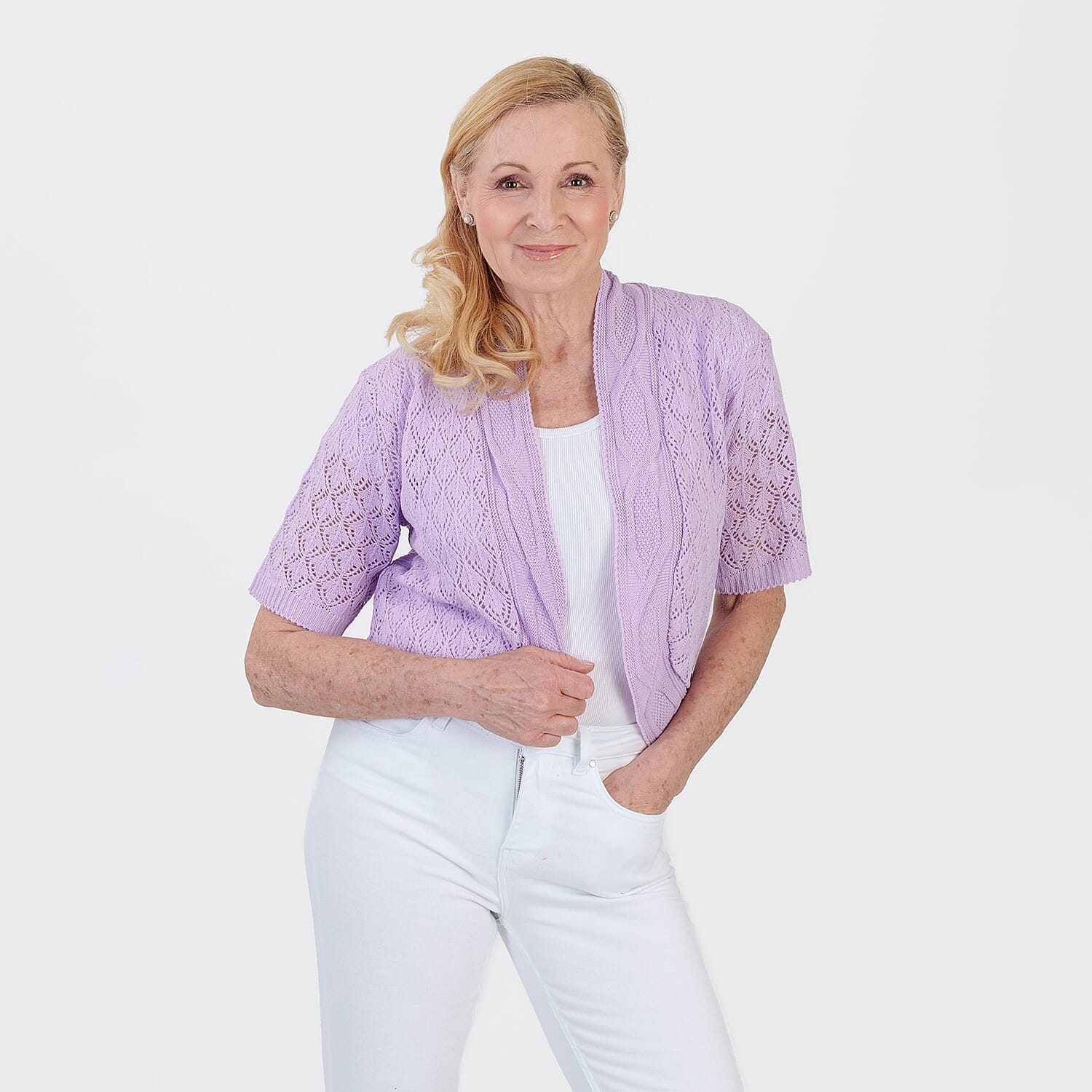 Pure And Natural Acrylic Cardigan (Size - S-M) - Lilac