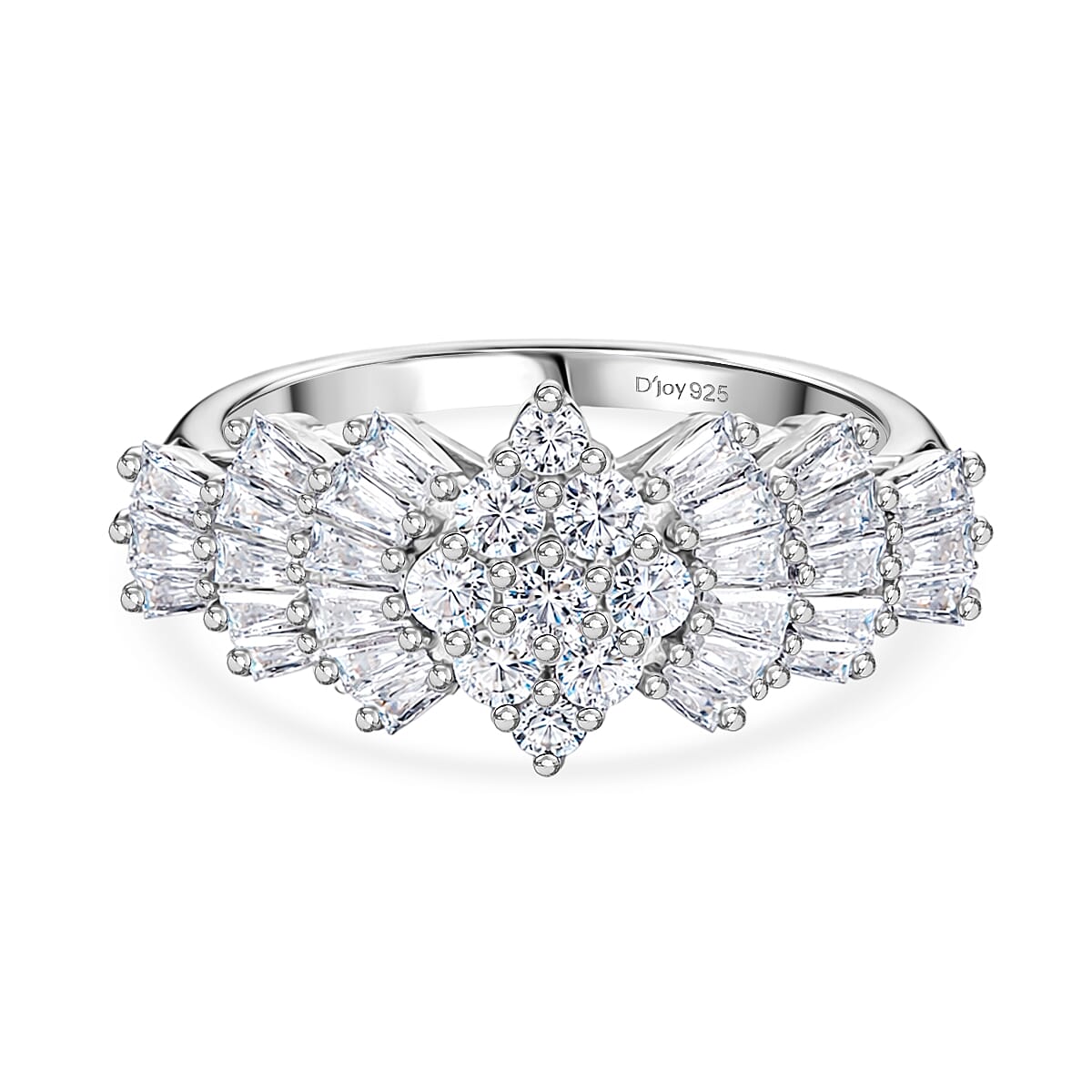 Designer Inspired Moissanite Ballerina Ring in Sterling Silver 1.07 Ct.