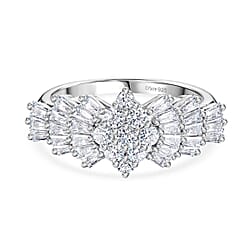 Designer Inspired Moissanite Ballerina Ring in Sterling Silver 1.07 Ct.