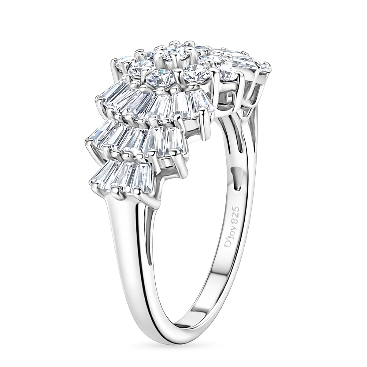 Designer Inspired Moissanite Ballerina Ring in Sterling Silver 1.07 Ct.