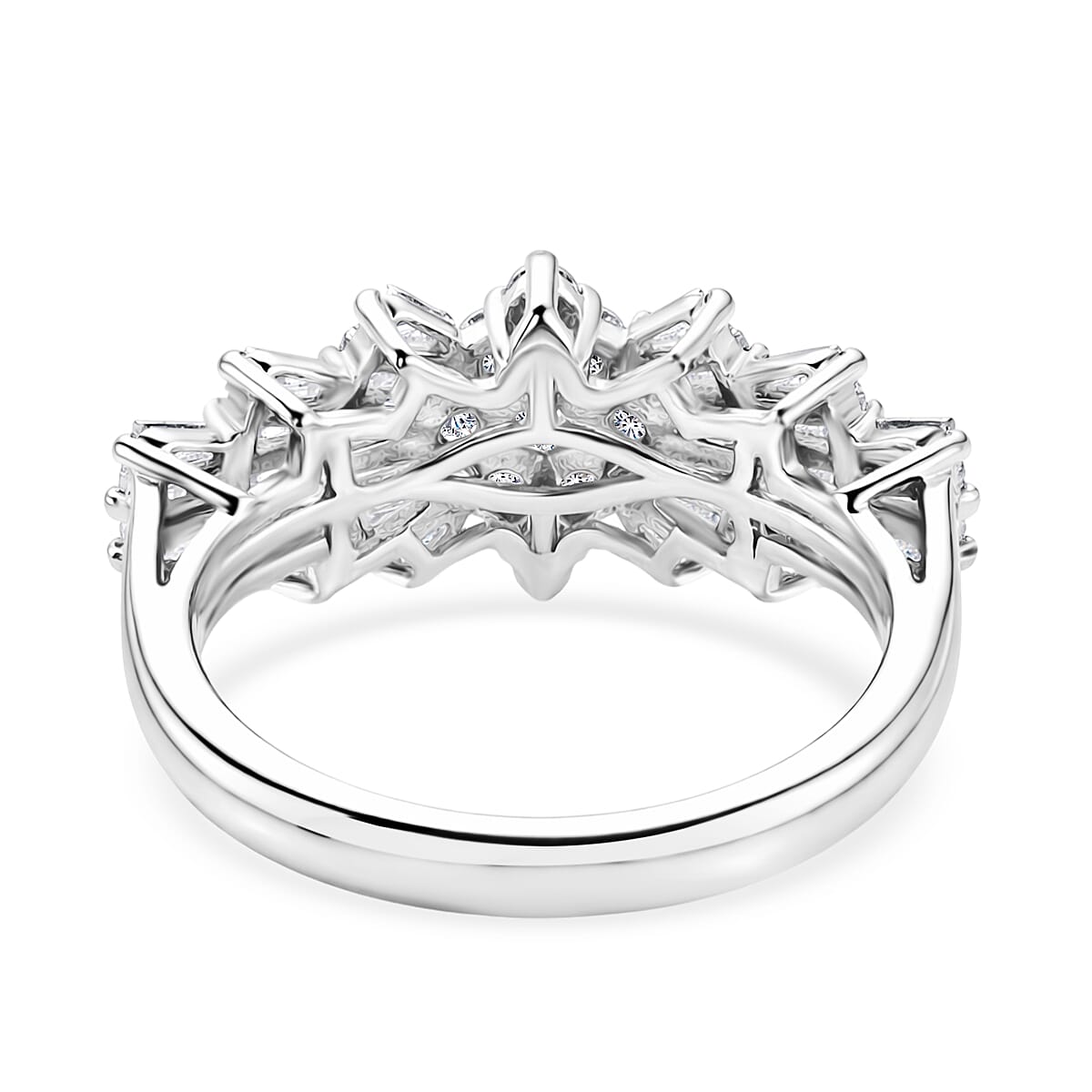 Designer Inspired Moissanite Ballerina Ring in Sterling Silver 1.07 Ct.