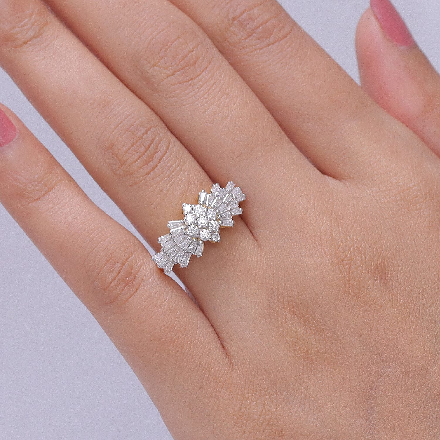 Designer Inspired Moissanite Ballerina Ring in Sterling Silver 1.07 Ct.