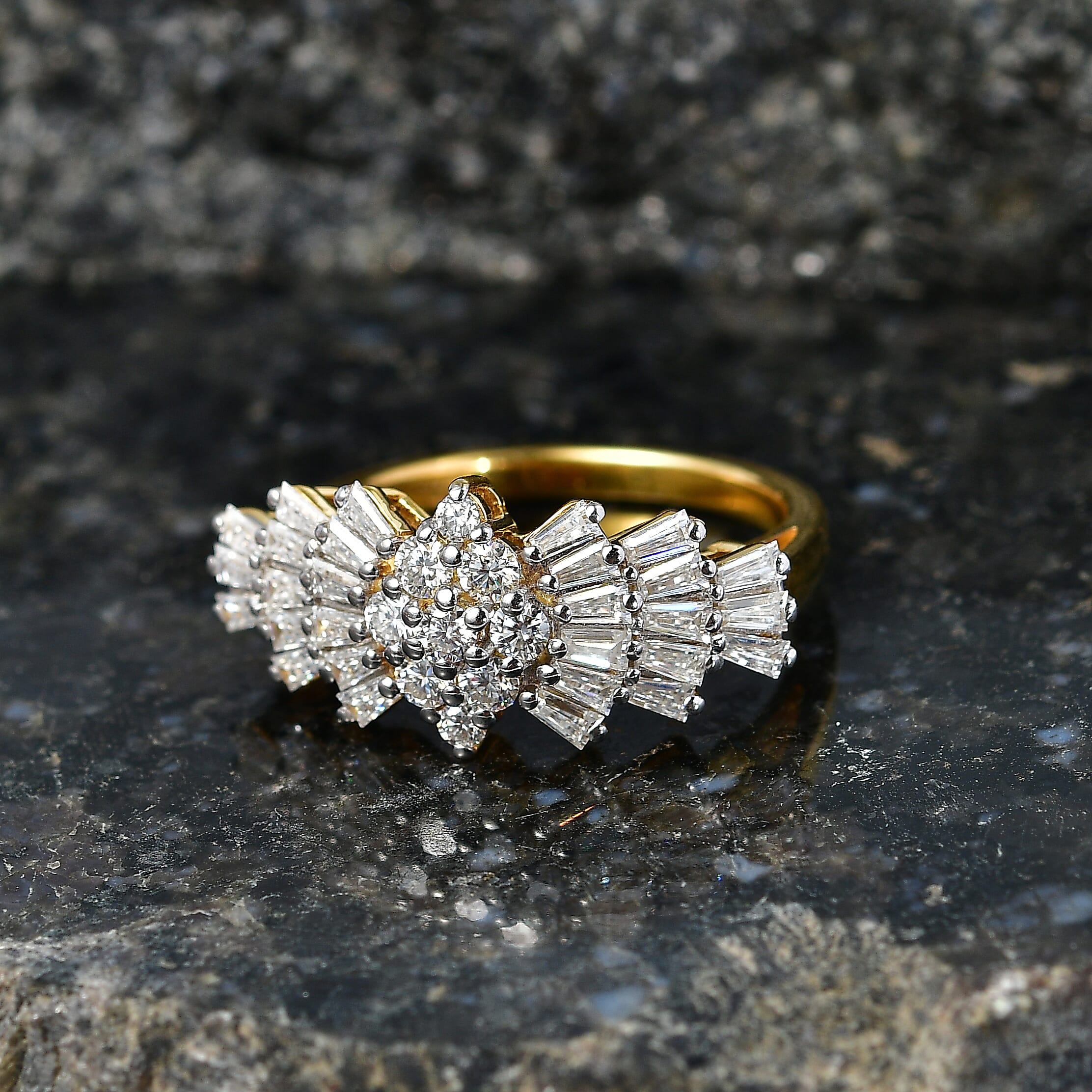 Designer Inspired Moissanite Ballerina Ring in Sterling Silver 1.07 Ct.