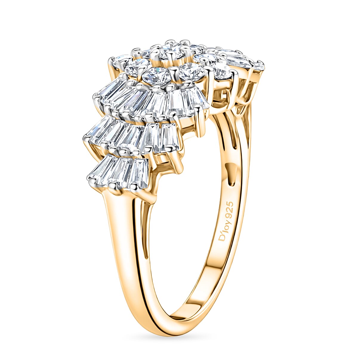 Designer Inspired Moissanite Ballerina Ring in Sterling Silver 1.07 Ct.