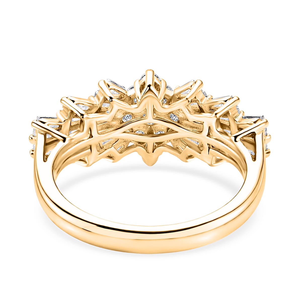 Designer Inspired Moissanite Ballerina Ring in Sterling Silver 1.07 Ct.