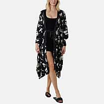 Nova Of London Kimono Midi With Satin Bands (Size S-M, 8 to 12) - Black