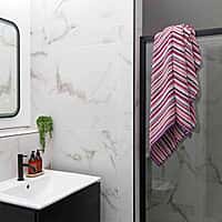 Christy Carnaby Stripe Turkish 100% Cotton Bath Sheets (Size 160x90 CM) - Berry Pink ( 550 GSM)