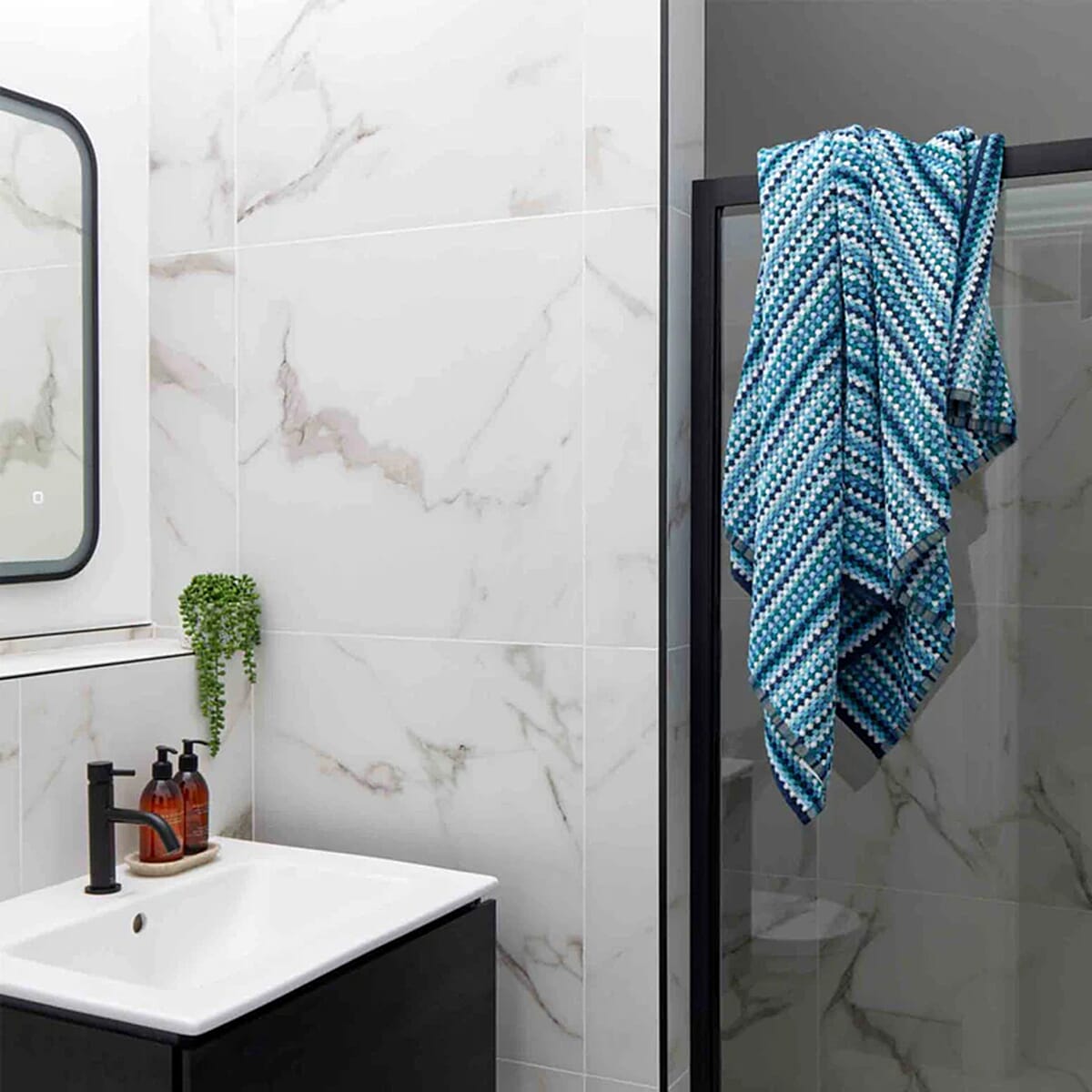 Carnaby Stripe Turkish 100% Cotton Bath Sheets (Size 160x90 CM) - Blue