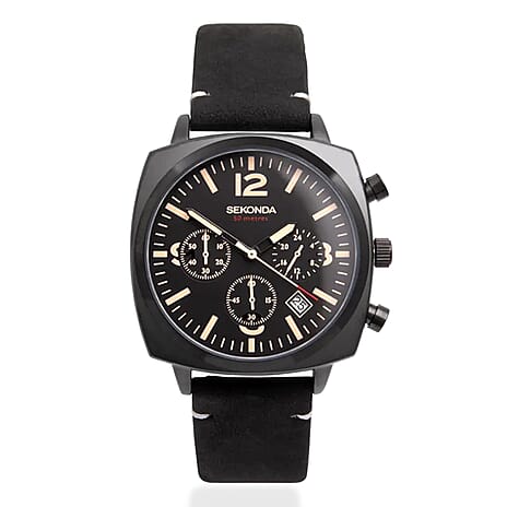 Sekonda Quartz Mens Watch in Leather - Black