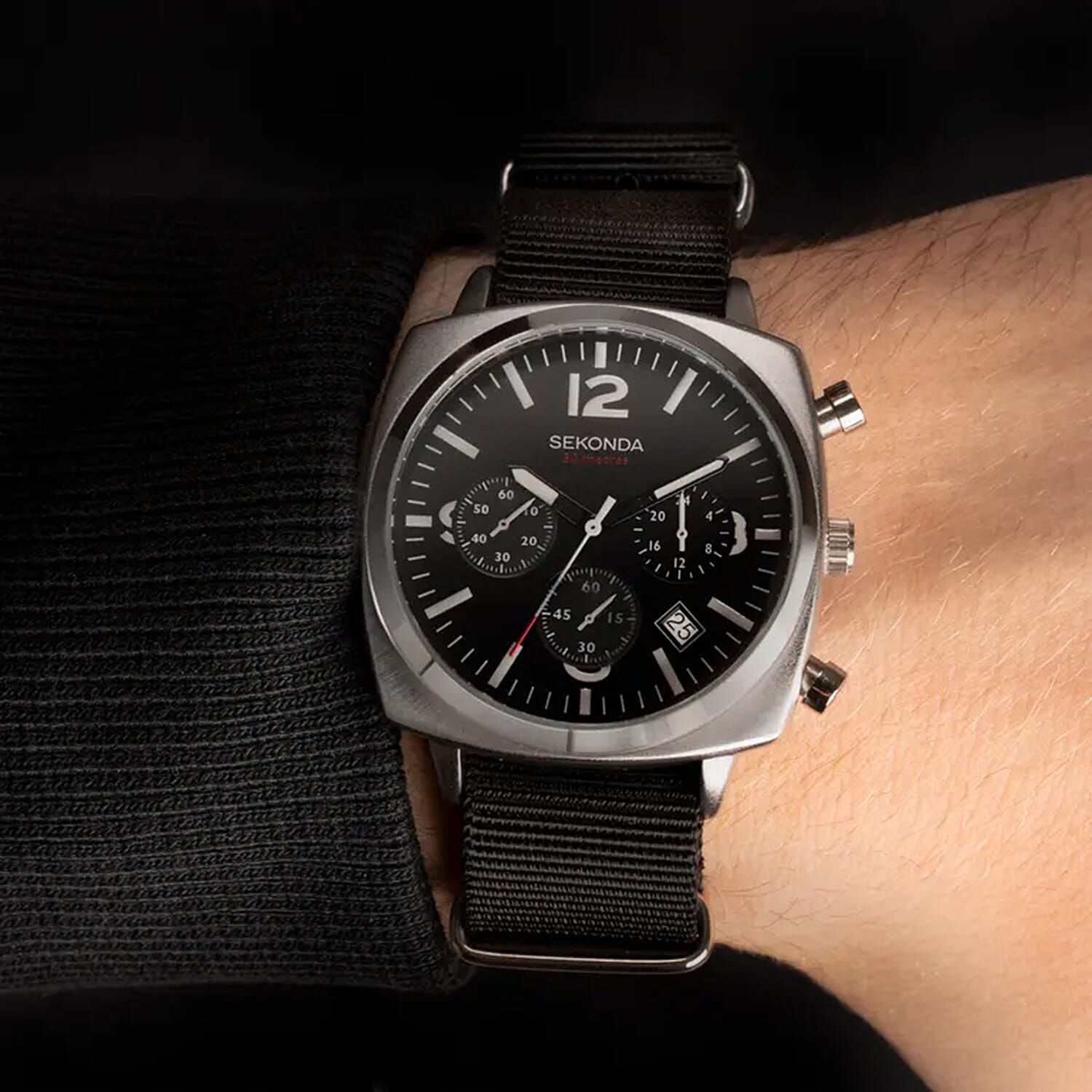 Sekonda Quartz Mens Watch in Leather - Black