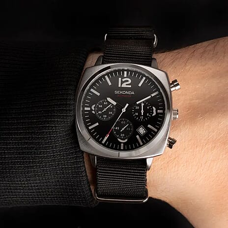 Sekonda Quartz Mens Watch in Leather - Black