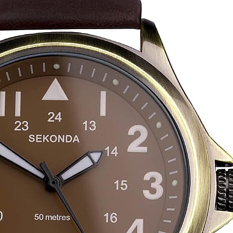 Sekonda Quartz Mens Watch in Leather - Black