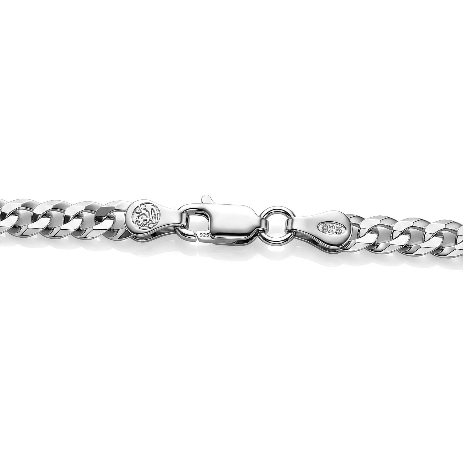 Italian Made - Sterling Silver Pyramid Pave Curb Chain (Size - 18) with Lobster Clasp