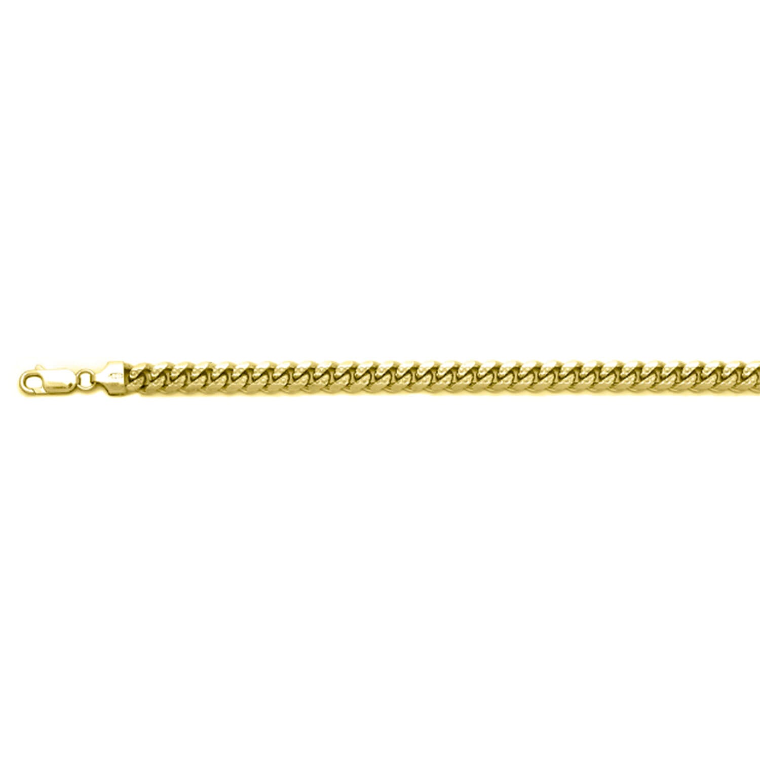 Italian Made - Yellow Gold Plated Sterling Silver Pyramid Pave Curb Chain (Size - 18) with Lobster Clasp. Silver WT 8.06Gms