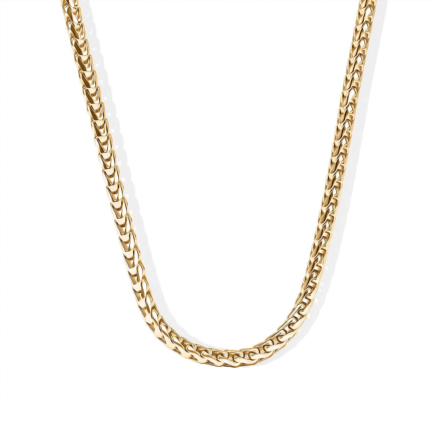 Yellow Gold Plated Sterling Silver Franco Chain (Size - 24) with Lobster Clasp