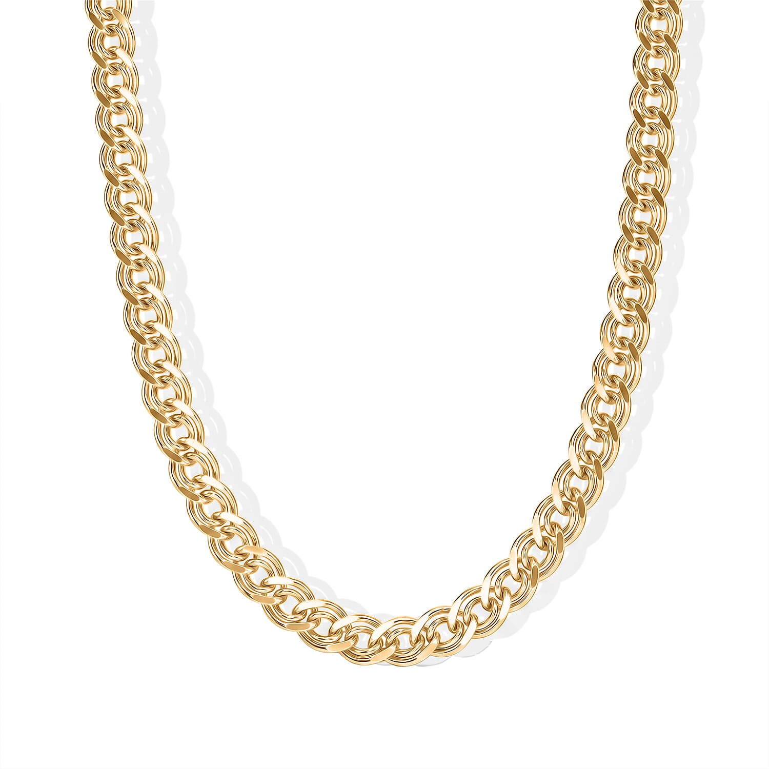 Italian Made-Yellow Gold Plated Sterling Silver Nonna Chain (Size - 20) with Lobster Clasp, 8.56 Gms.