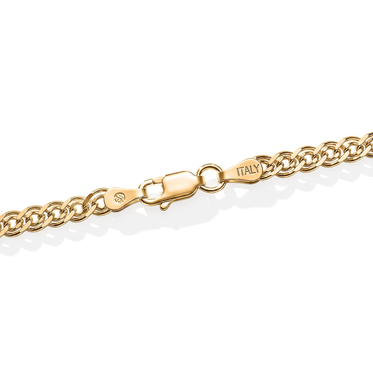 Italian Made-Yellow Gold Plated Sterling Silver Nonna Chain (Size - 20) with Lobster Clasp, 8.56 Gms.