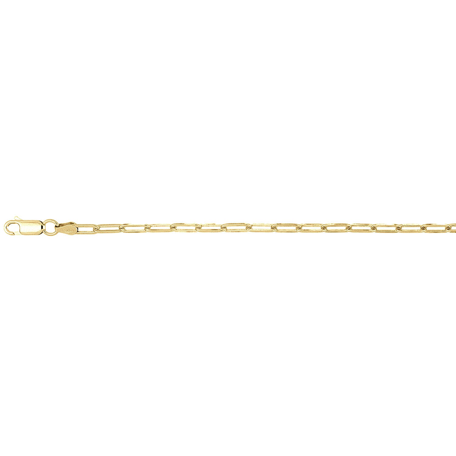 Yellow Gold Plated Sterling Silver Paper Chain (Size - 20), Silver Wt. 10.10 Gms