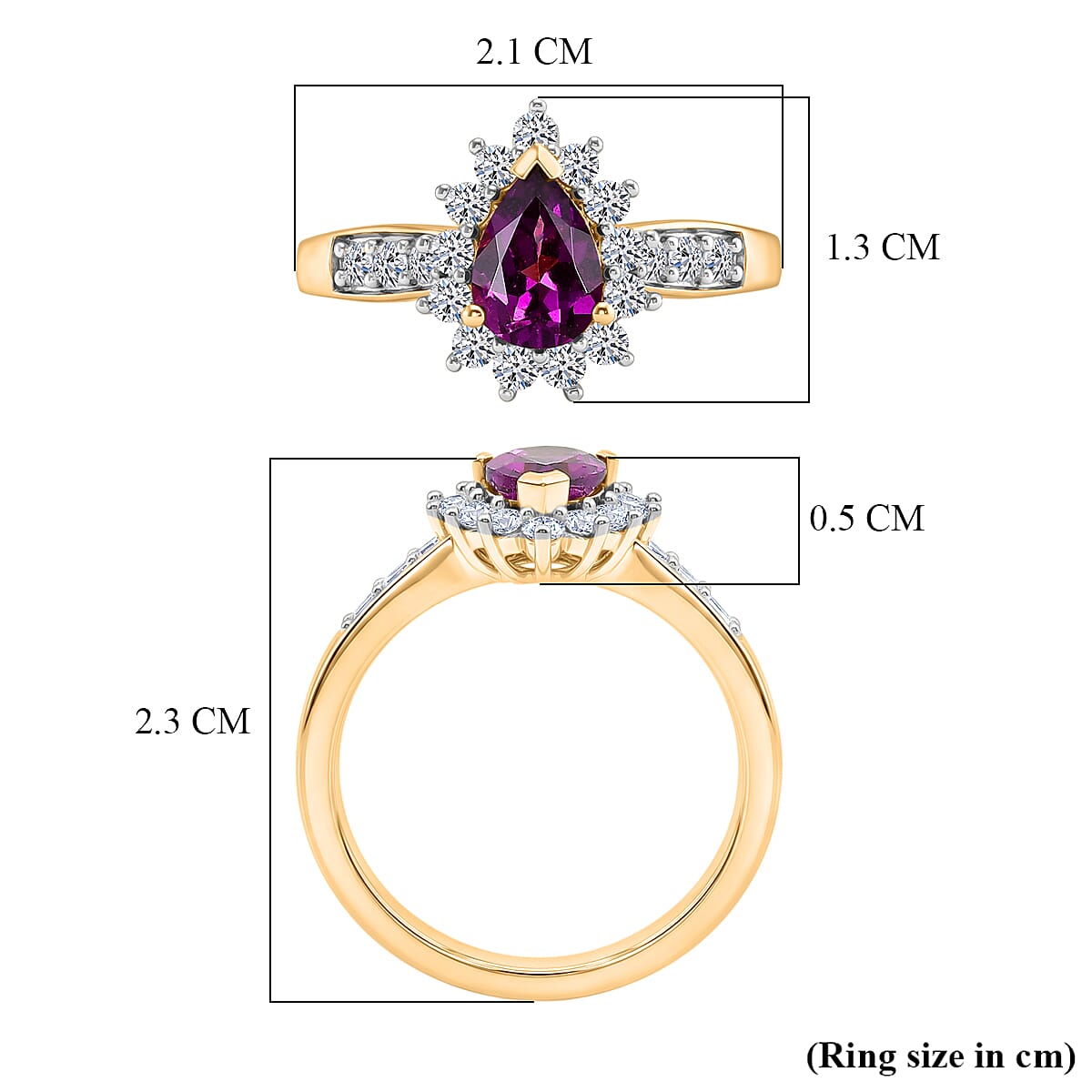 Luxuriant Radiant Ember Garnet, Lab Grown Diamond Main Stone With Side Stone Ring in 18K YG VermeilSterling Silver  1.224  Ct.