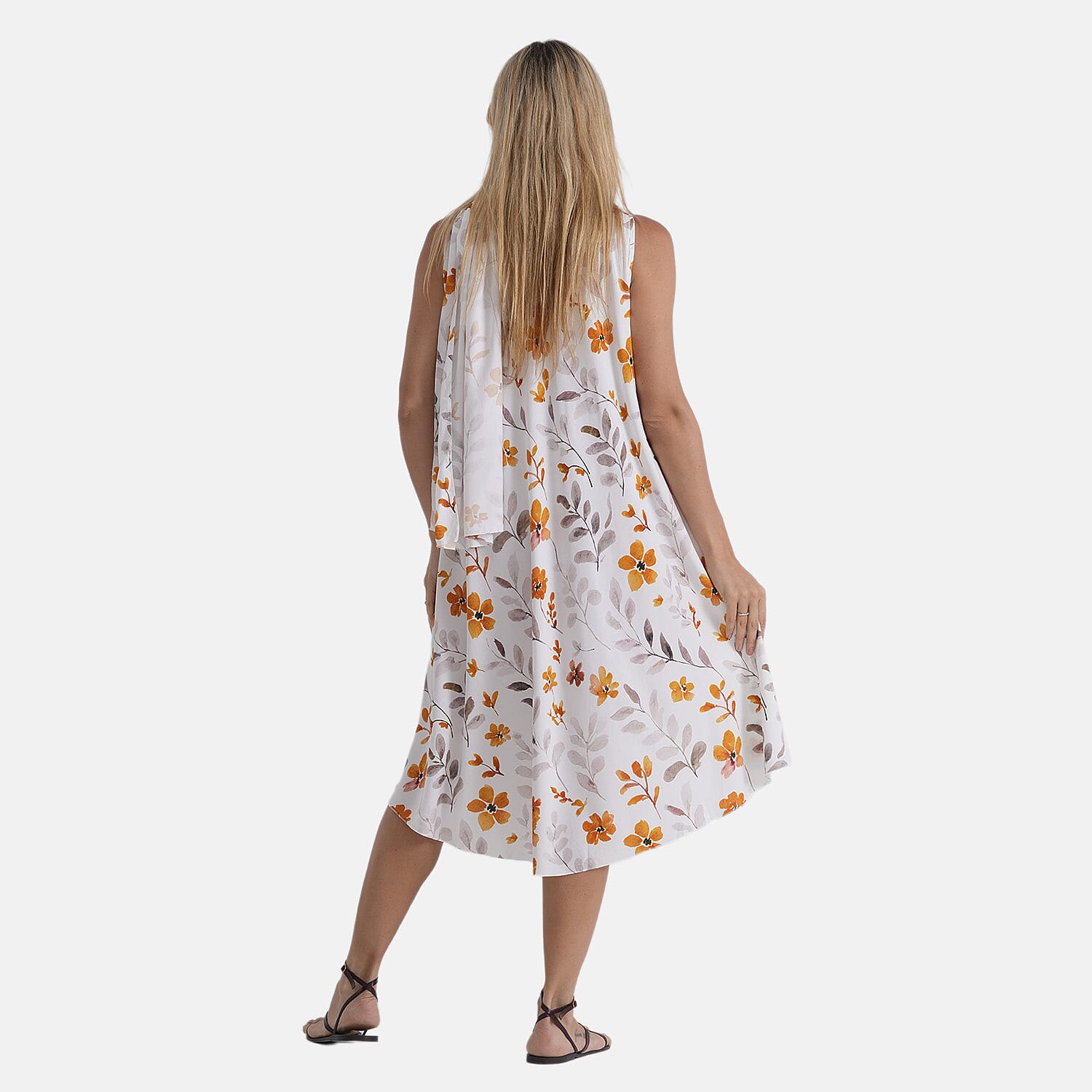 La Marey Patterned Dress (Size - One Size Curve) - Brown