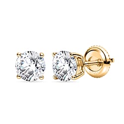 Luxuriant - 18K Yellow Gold IGI Certified Lab Grown Diamond (D IF) Solitaire Stud Earring with Screw Back 2.07 Ct.