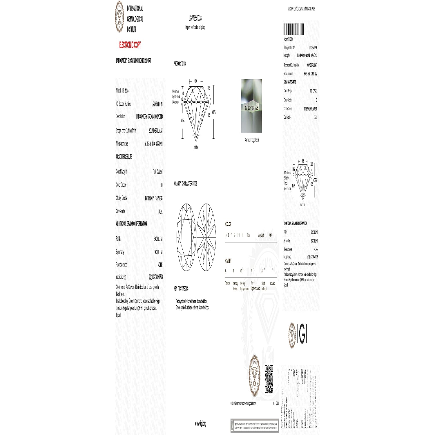 THE PERFECT DIAMOND - 18K Yellow Gold IGI Certified Lab Grown Diamond (D-IF) Solitaire Earring with Screw Back 2.07 Ct.