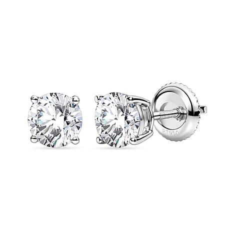 LUXURIANT 2 Ct. Lab Grown Diamond (D, IF) Solitaire Stud Earring with Screw Back in 950 Platinum, IGI Certified LUXURIANT 2 Ct. Lab Grown Diamond (D, IF) Solitaire Stud Earring with Screw Back in 950 Platinum, IGI Certified