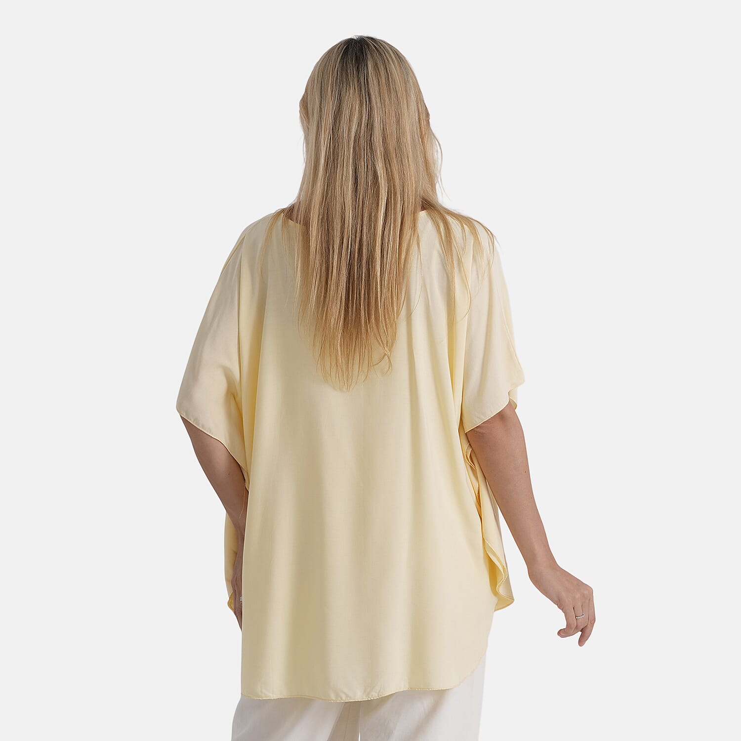 La Marey Round Neck Keyhole Top (One Size - 10 to 20) - Yellow