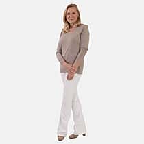 Pure And Natural Super Soft V-Neck Jumper (Size 10) - Oatmeal