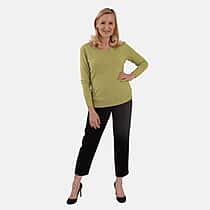 Pure And Natural Super Soft V-Neck Jumper (Size 10) - Lime