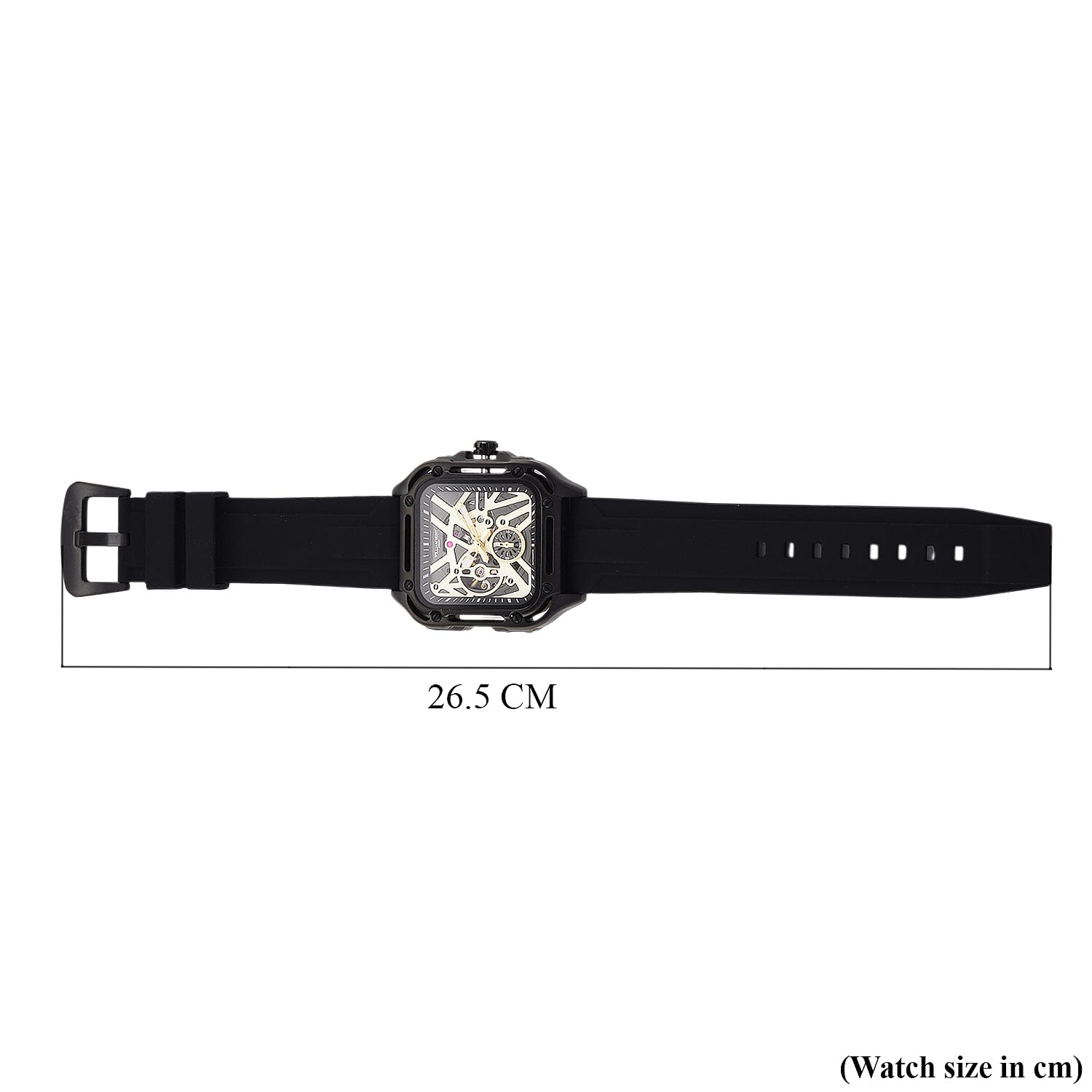 WILLIAM HUNT Automatic 3ATM WR Gold Hollow Dial & Black Case Watch with Black Silicone Strap