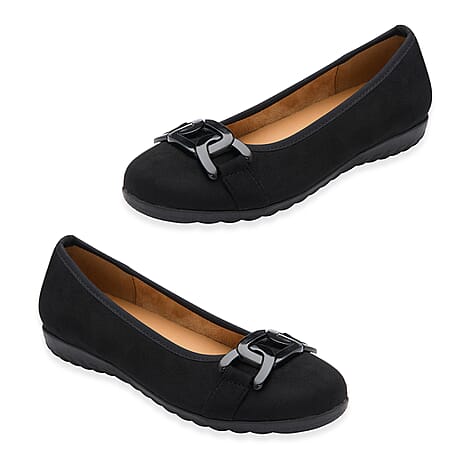 Lotus Ladies Eleni Casual Slip-On Pump With Chain Detail (Size 3) - Black