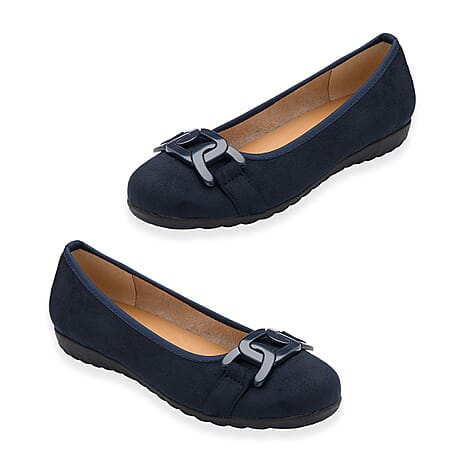 Lotus Ladies Eleni Casual Slip-On Pump With Chain Detail (Size 5) - Navy
