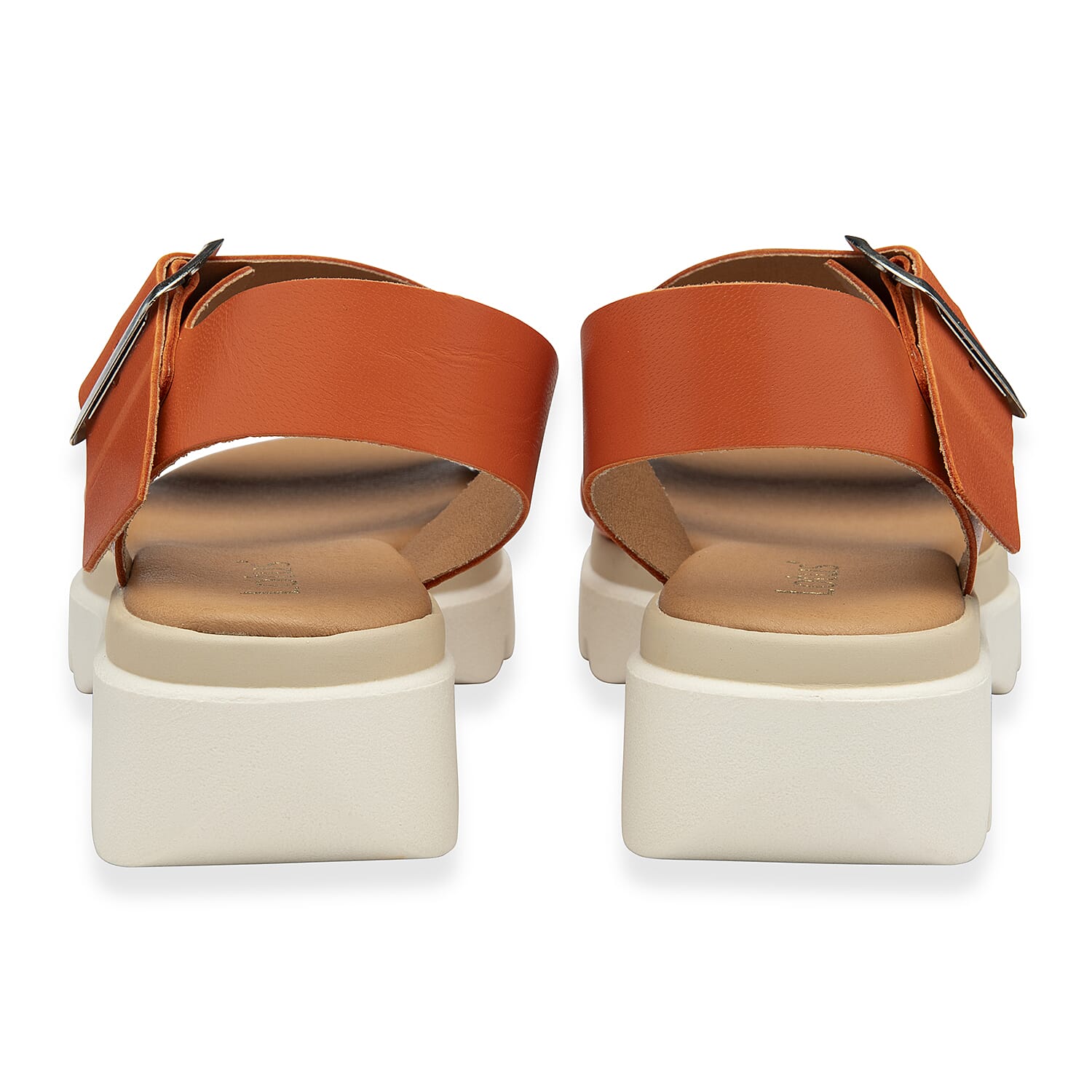 Lotus Luana Open Toe Sandal With Adjustable Buckle Strap & Chunky Platform Cleated Sole (Size 3) - Orange