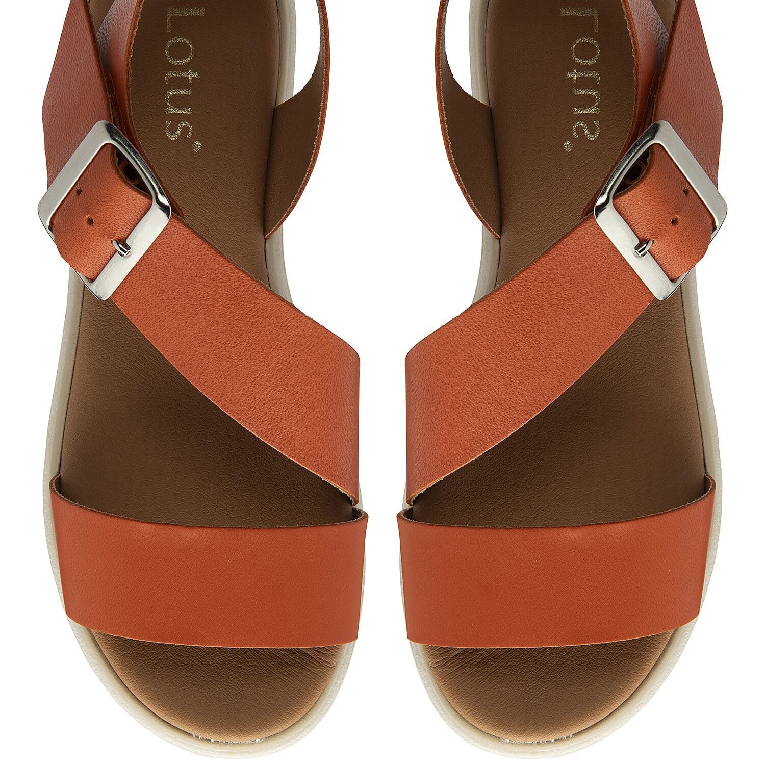 Lotus Luana Open Toe Sandal With Adjustable Buckle Strap & Chunky Platform Cleated Sole (Size 3) - Orange
