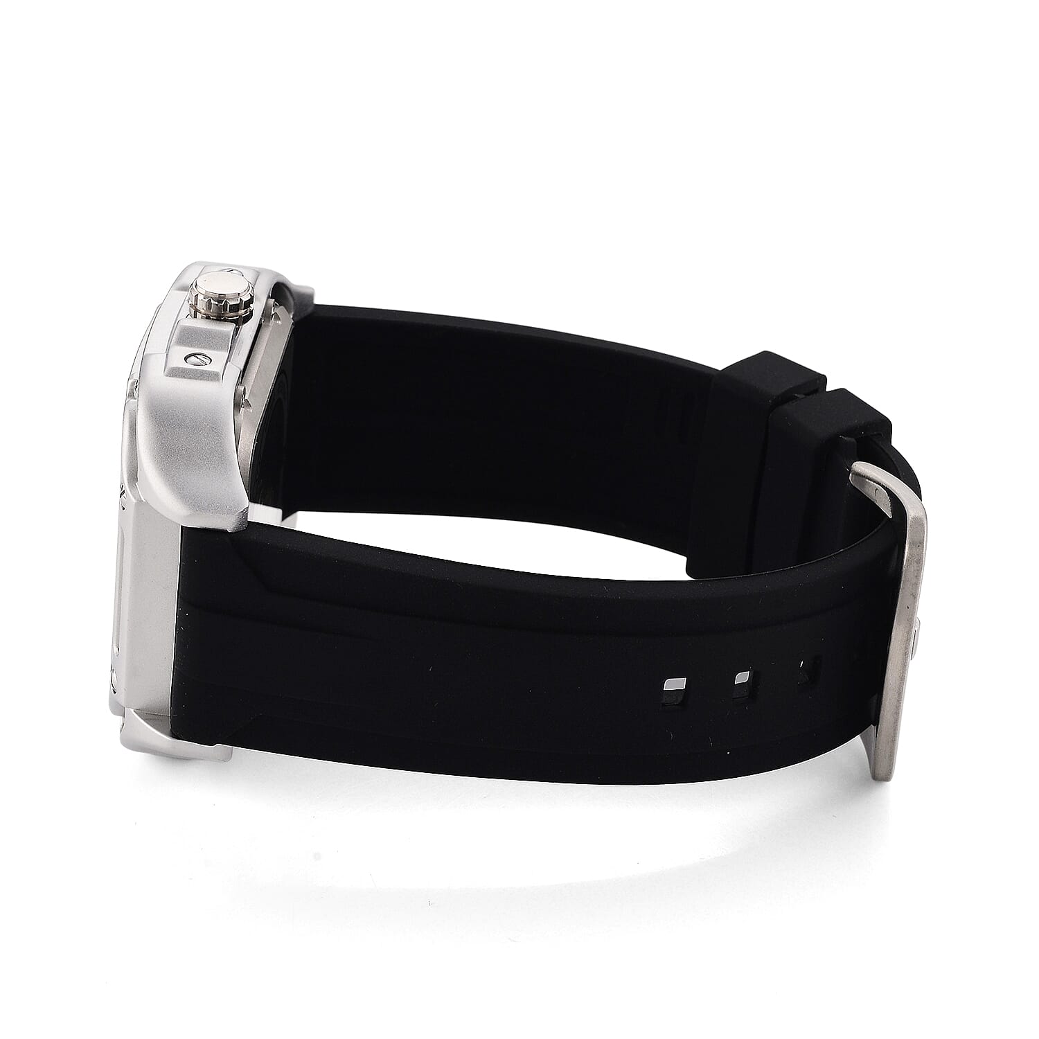 WILLIAM HUNT Automatic 3ATM WR Blue Hollow Dial & Silver Case Watch with Black Silicone Strap