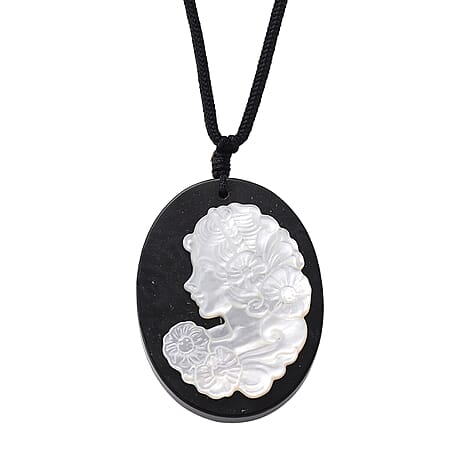 Natural Shungite & White Mother Of Pearl Cotton Thread Adjustable Necklace (Size - 28) 60.00 Ct. Natural Shungite & White Mother Of Pearl Cotton Thread Adjustable Necklace (Size - 28) 60.00 Ct.