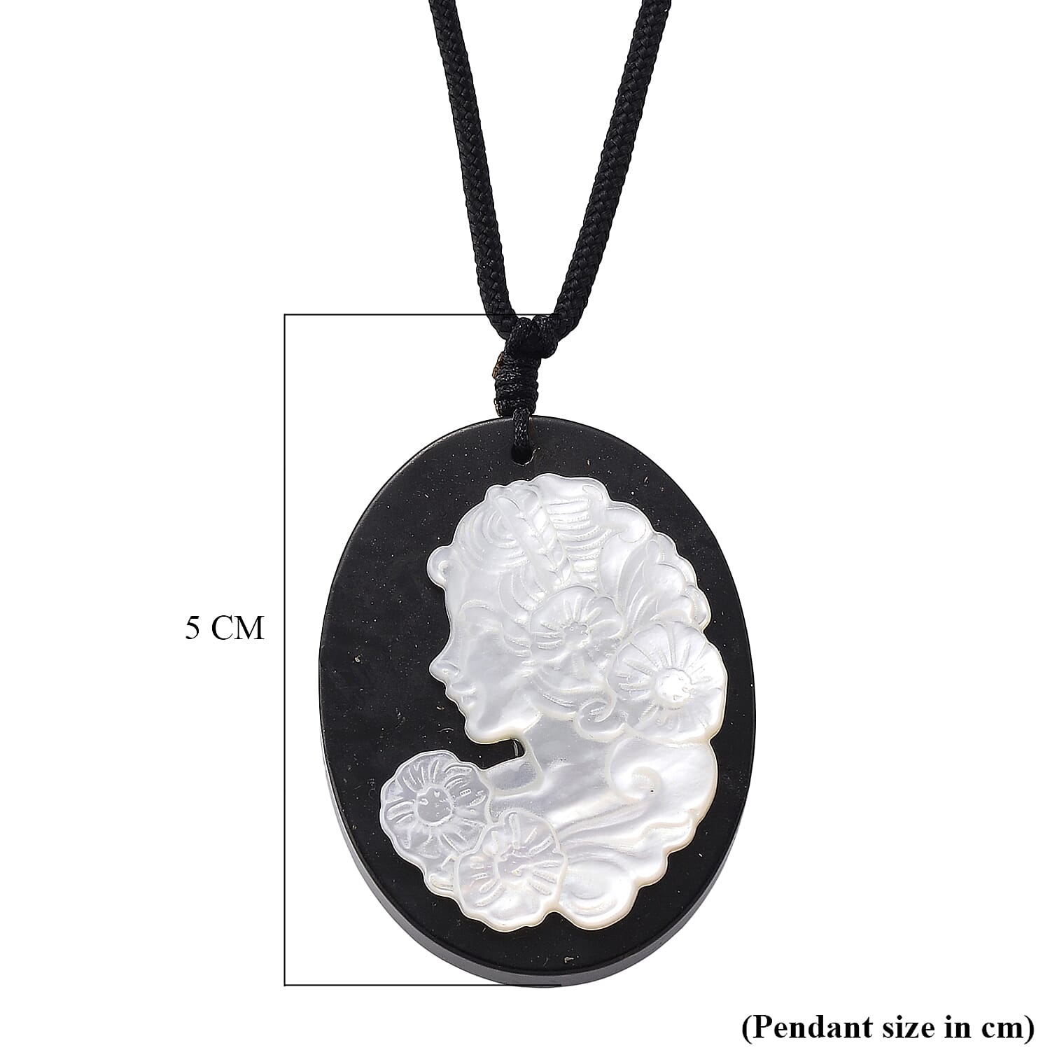 Shungite & White Mother Of Pearl Cotton Thread Adjustable Necklace (Size - 28) 60.00 Ct.