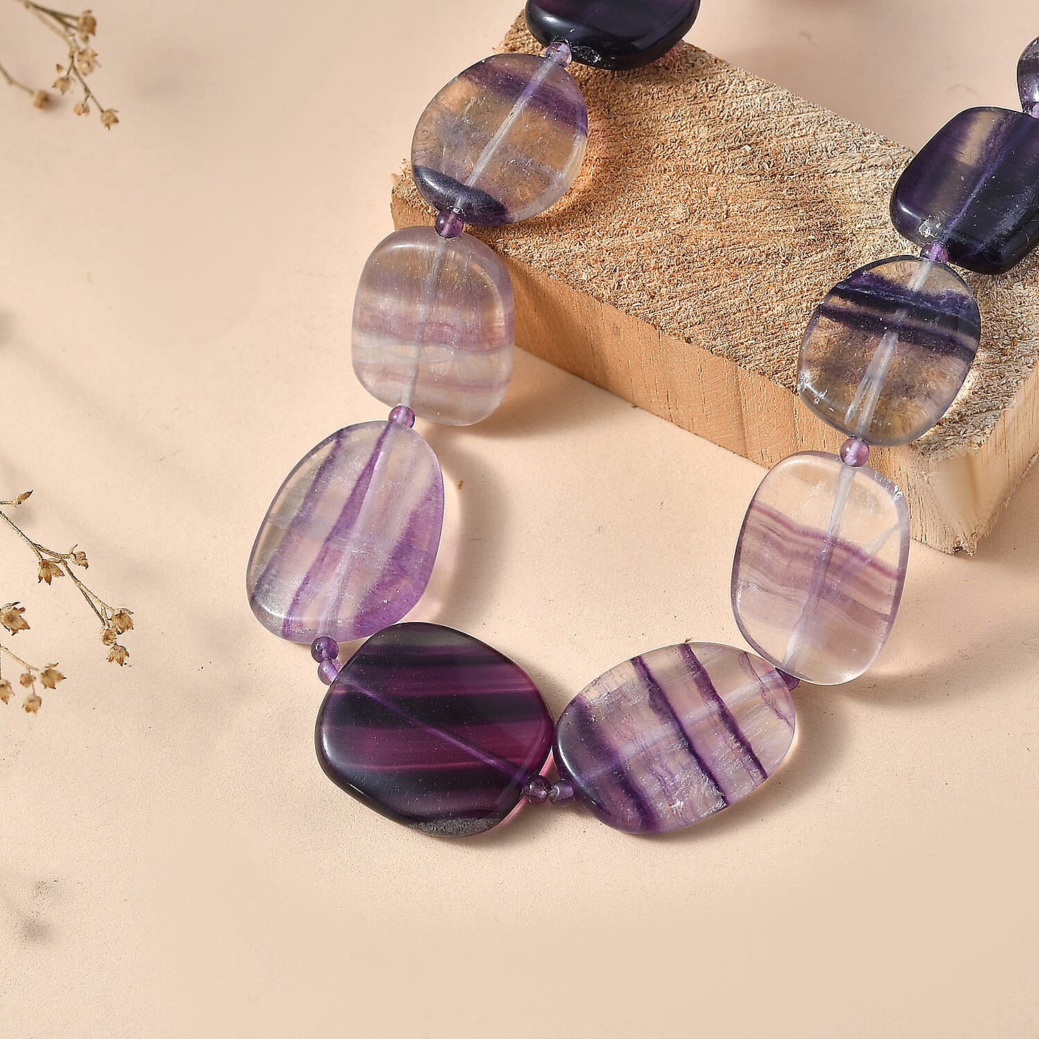 EverTrue - Multi Fluorite & African Amethyst Beads Necklace (Size - 18-1 Ext) in Yellow Gold Tone 330.00 Ct.