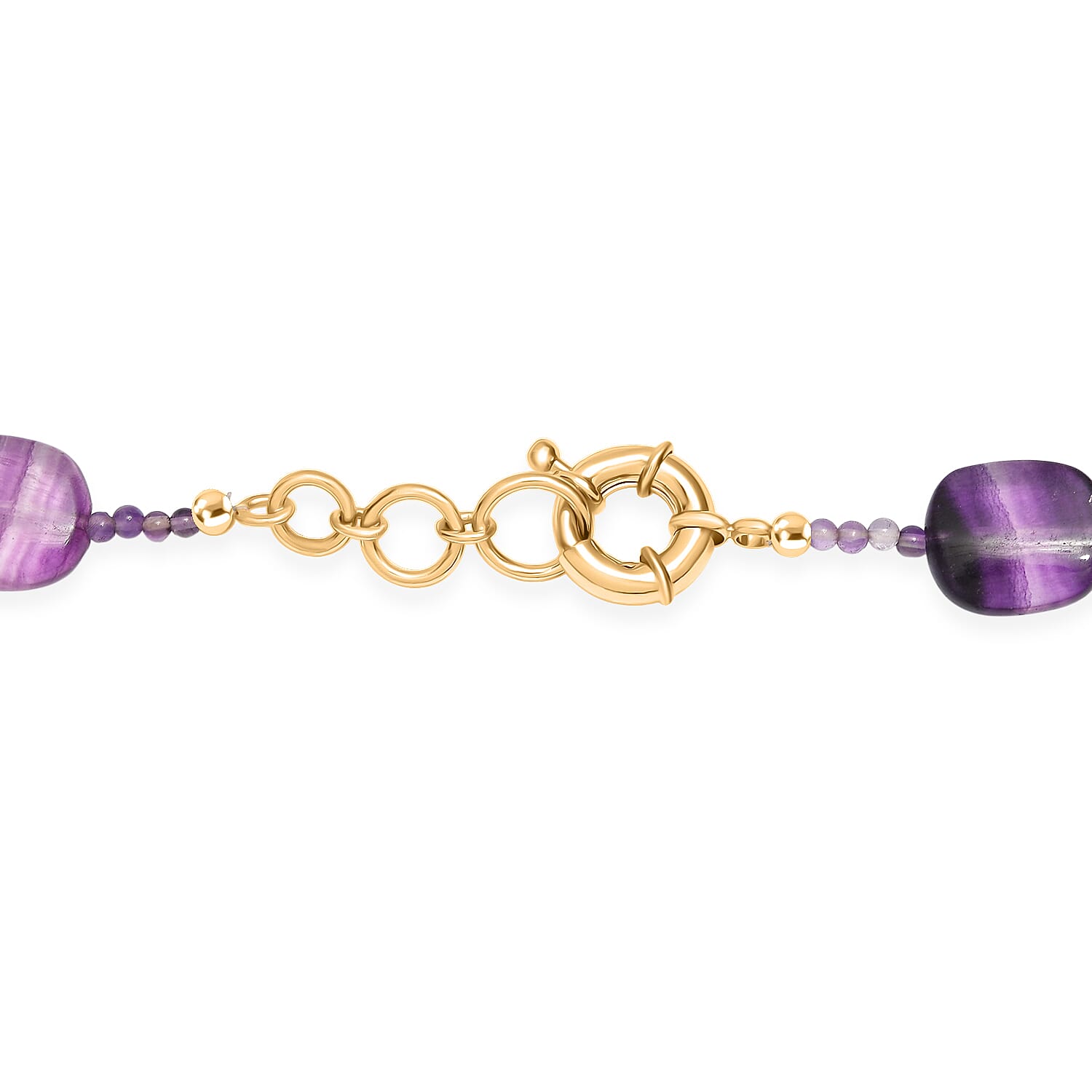 EverTrue - Multi Fluorite & African Amethyst Beads Necklace (Size - 18-1 Ext) in Yellow Gold Tone 330.00 Ct.