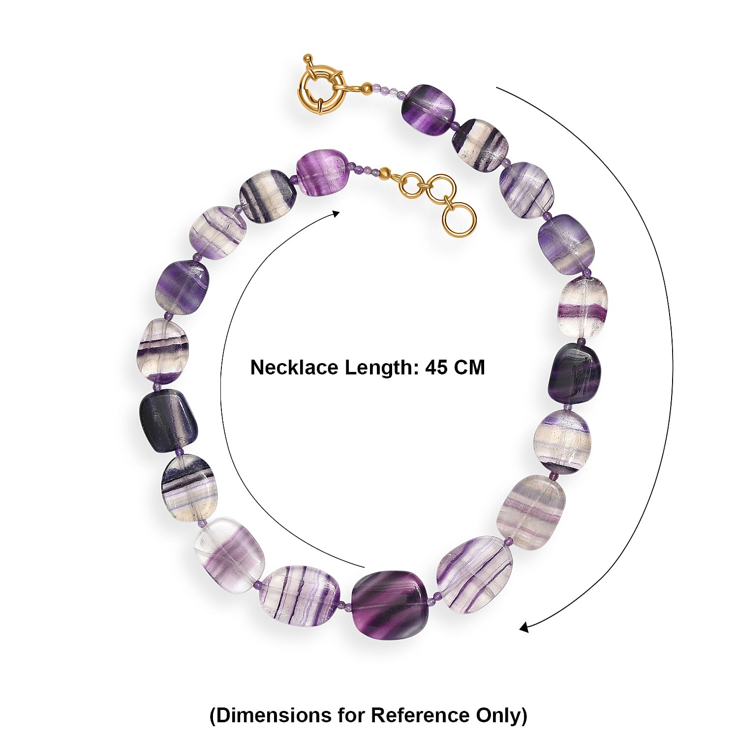 EverTrue - Multi Fluorite & African Amethyst Beads Necklace (Size - 18-1 Ext) in Yellow Gold Tone 330.00 Ct.
